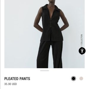 Zara Pleated black top and bottoms set